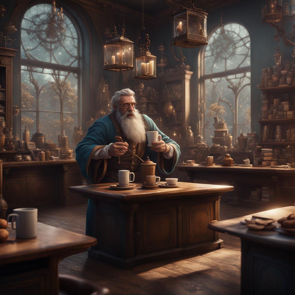 Over-Caffeinated Teacher in Detailed Matte Painting