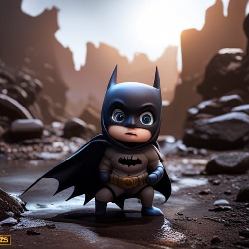 Baby Batman in Detailed Cel-Shading Art