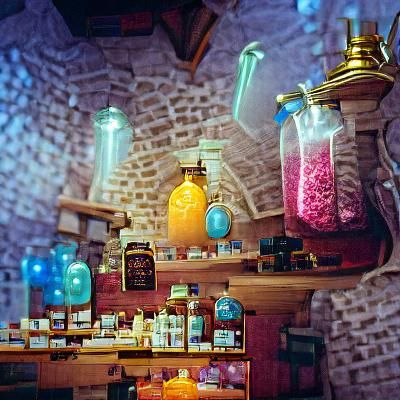 Charming Fantasy Potion Shop Illustration
