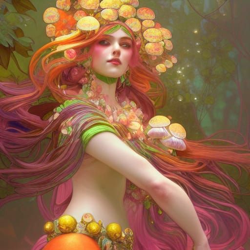 Mushroom Goddess in Rococo Style