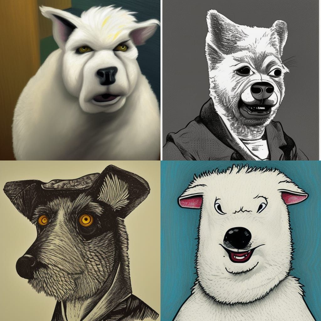 Hyper-Detailed Portrait of Snowball from Animal Farm