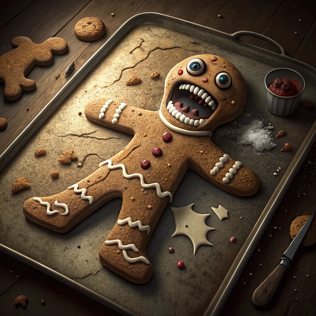 Terrified Gingerbread Man's Baking Sheet Nightmare