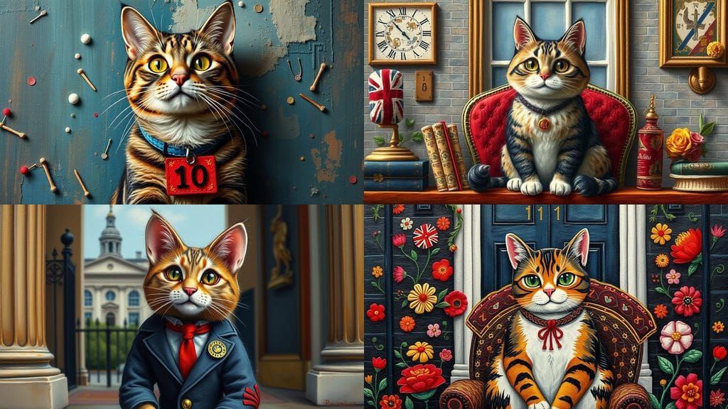 Whimsical Feline Portrait in Vibrant Colors