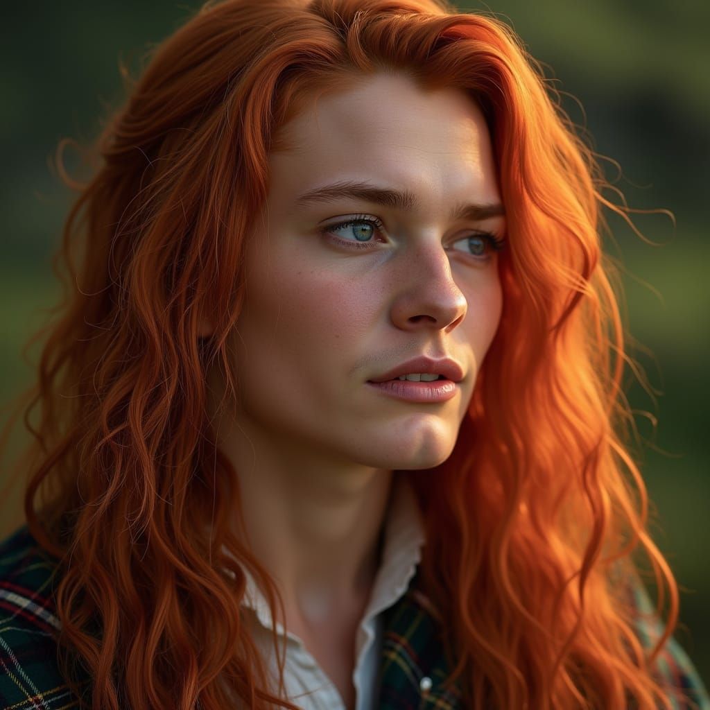 Dashing Young Highlander in Traditional Scottish Attire