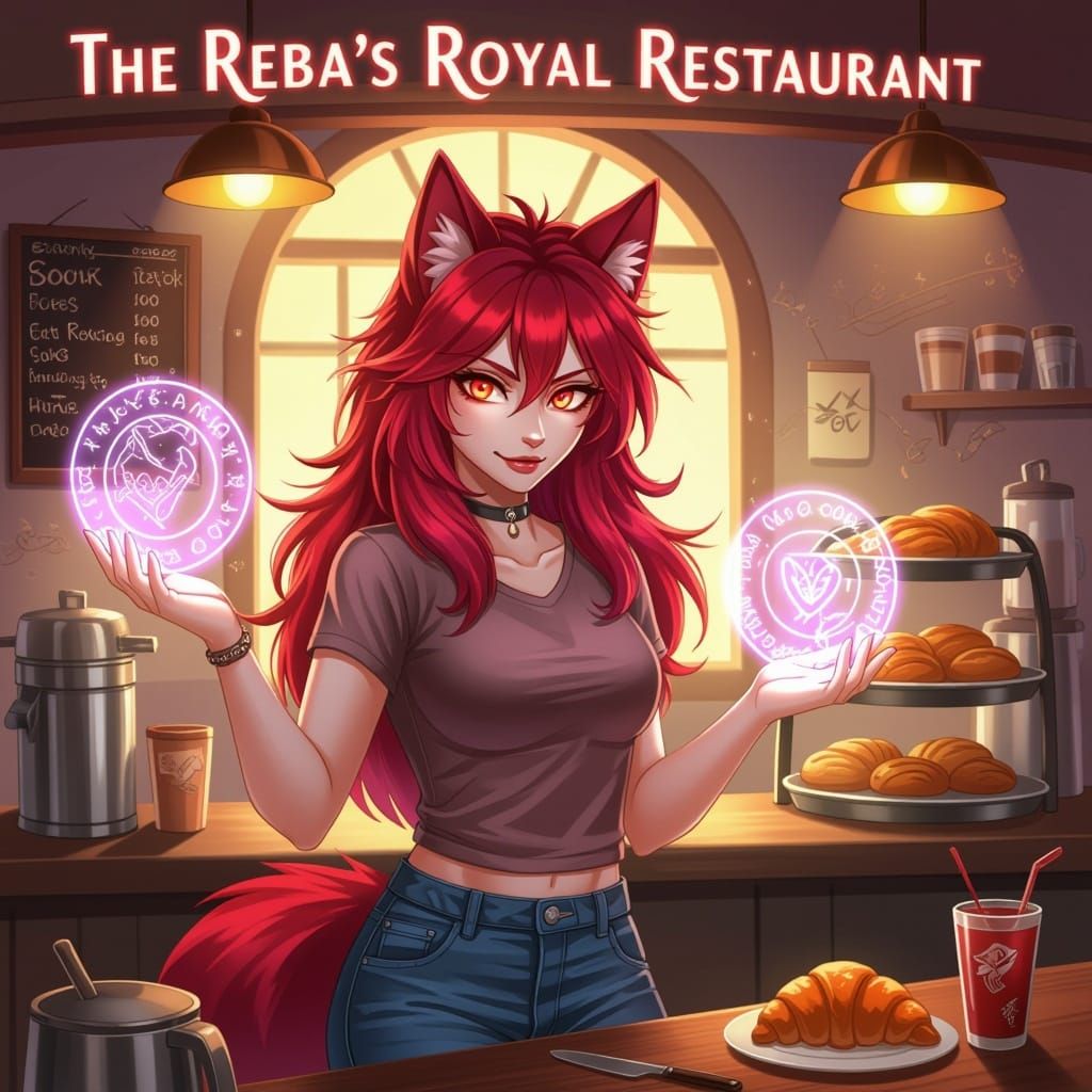 Werewolf Baker at Reba's Royal Restaurant in Anime Style