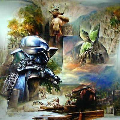 The Mandalorian, Star Wars, Baby Yoda, fantasy art Unreal Engine Thomas Kinkade