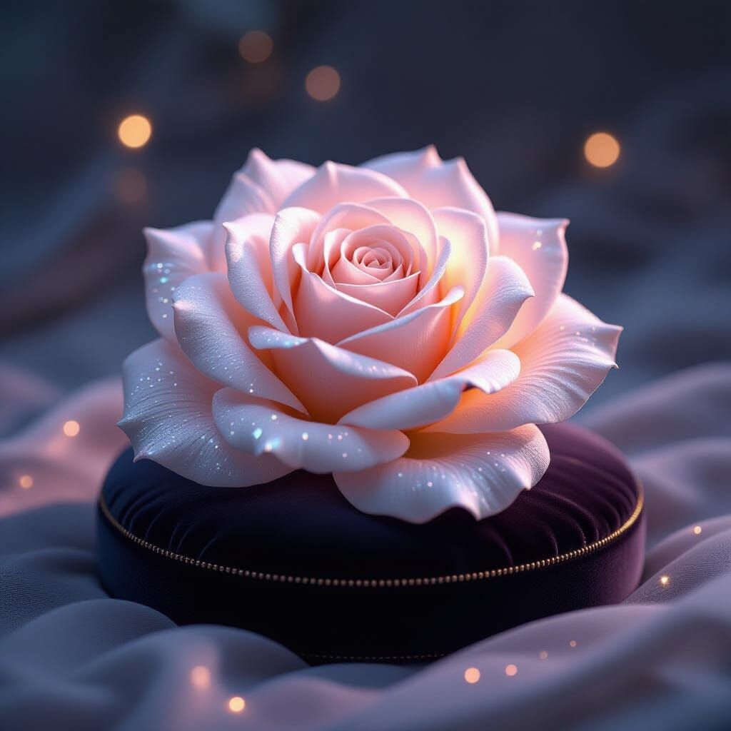 Ethereal Spider Silk Rose on Velvet