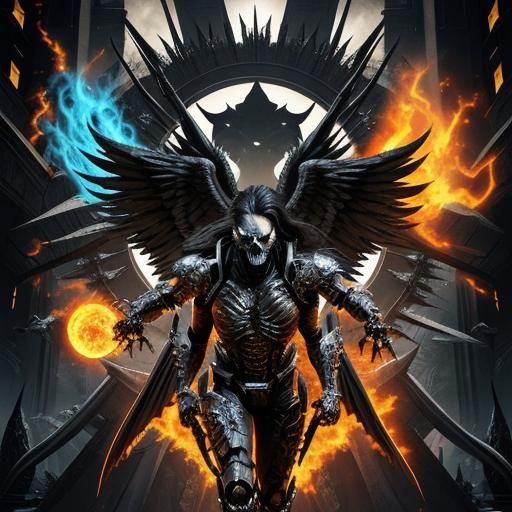 Winged Figure with Ice Armor in Fantasy Art Style