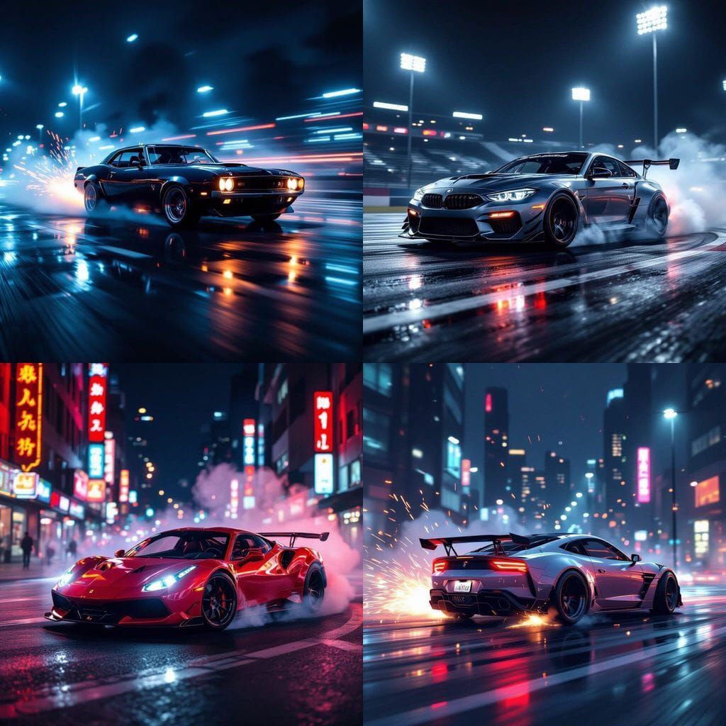 Thrilling Car Drift Action Captured in Dynamic Motion