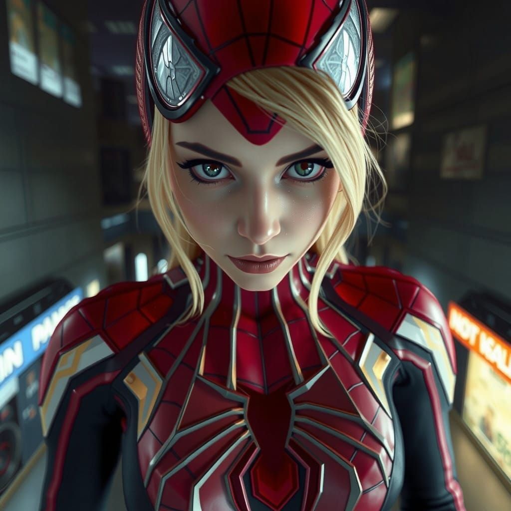 Elegant Spider Gwen Portrait in Forced Perspective