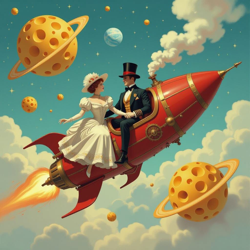 Victorian Space Journey to Swiss Cheese Planets