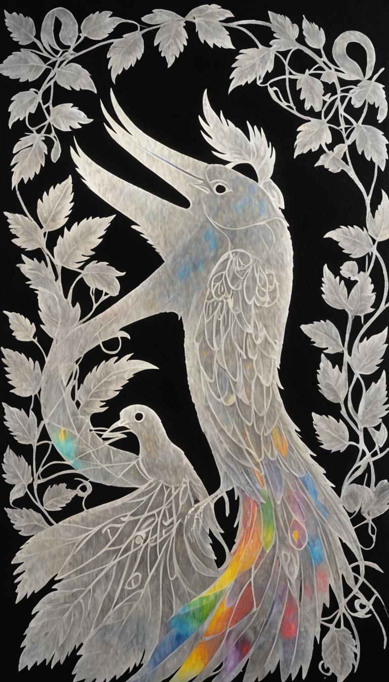 Celtic Raven Silhouette in Crayon Style