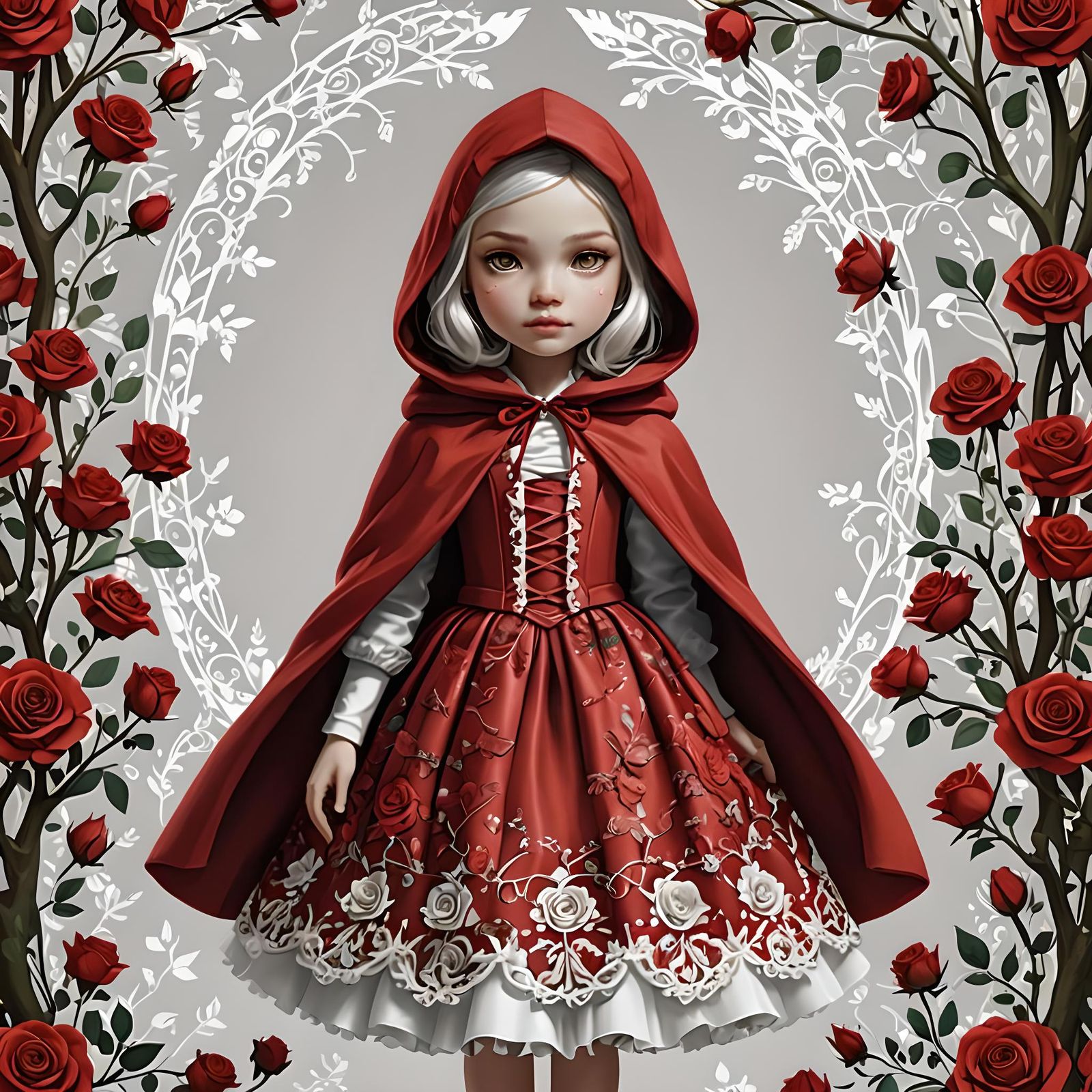 Little Red Riding Hood in Dazzling Red Gown