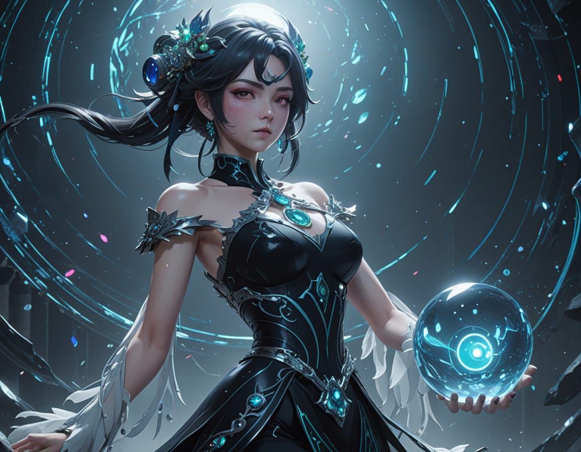 Glowing Gemstone Eyeballs in Anime Style