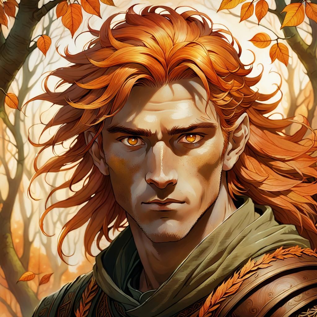 Autumnal Eladrin Portrait in Whimsical Style