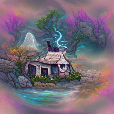 Mystical Cottage in Forest Clearing