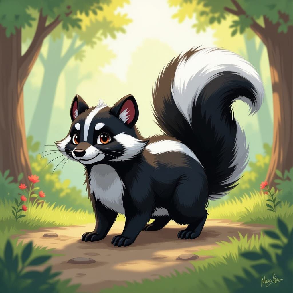 Skunk as Dragon in Comic Book Art Style
