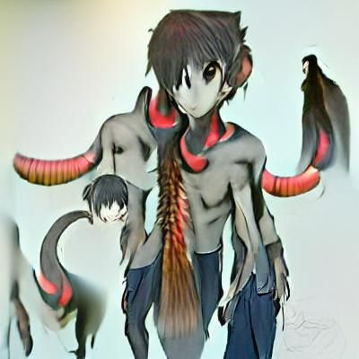 Anime Style humanoid demon boy with long Tail concept art