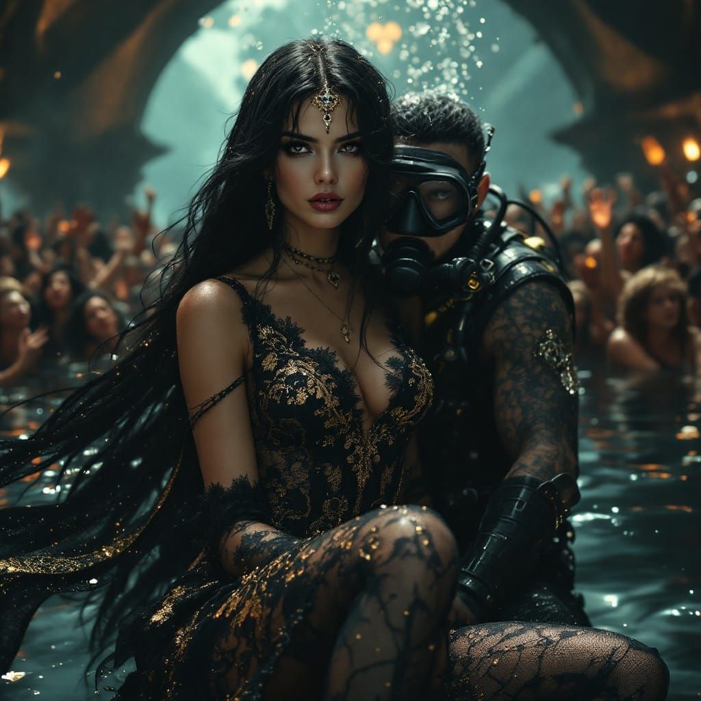 Supermodel Underwater with Ace of Spades in 4K