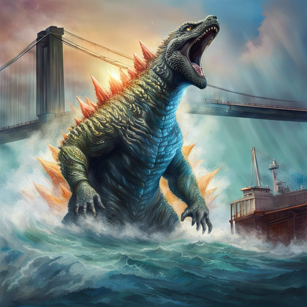 Giant Godzilla Emerges From the Sea