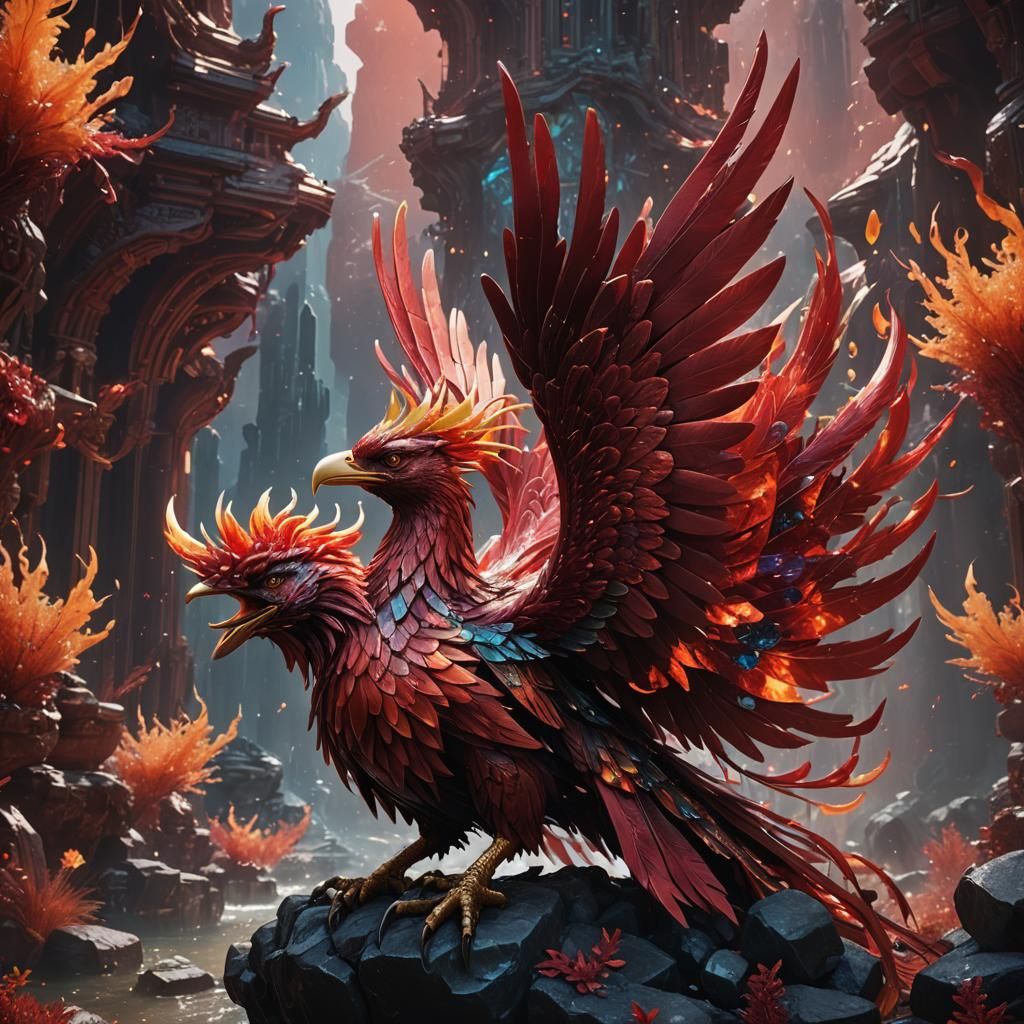 Crystal Phoenix: Detailed Fantasy Concept Art