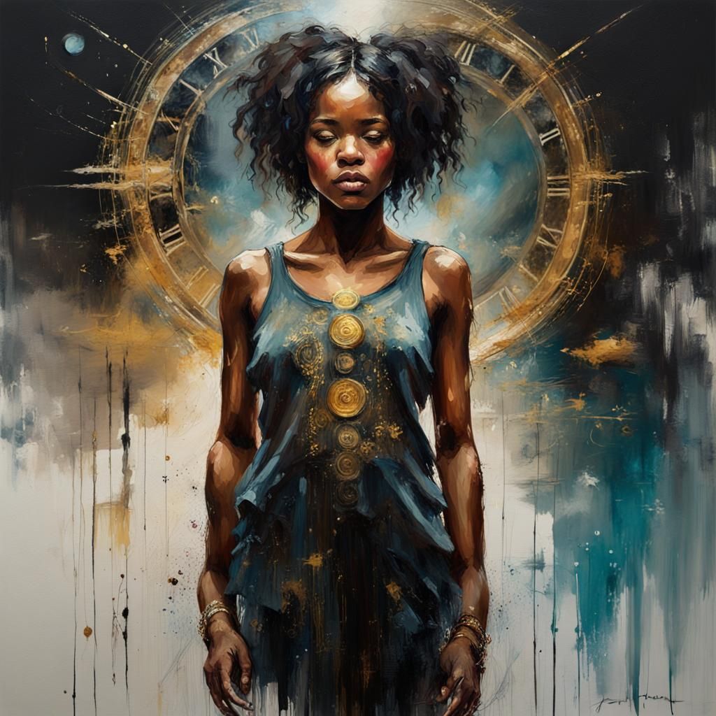 Gemini Zodiac: Mystical Acrylic Painting of Black Woman