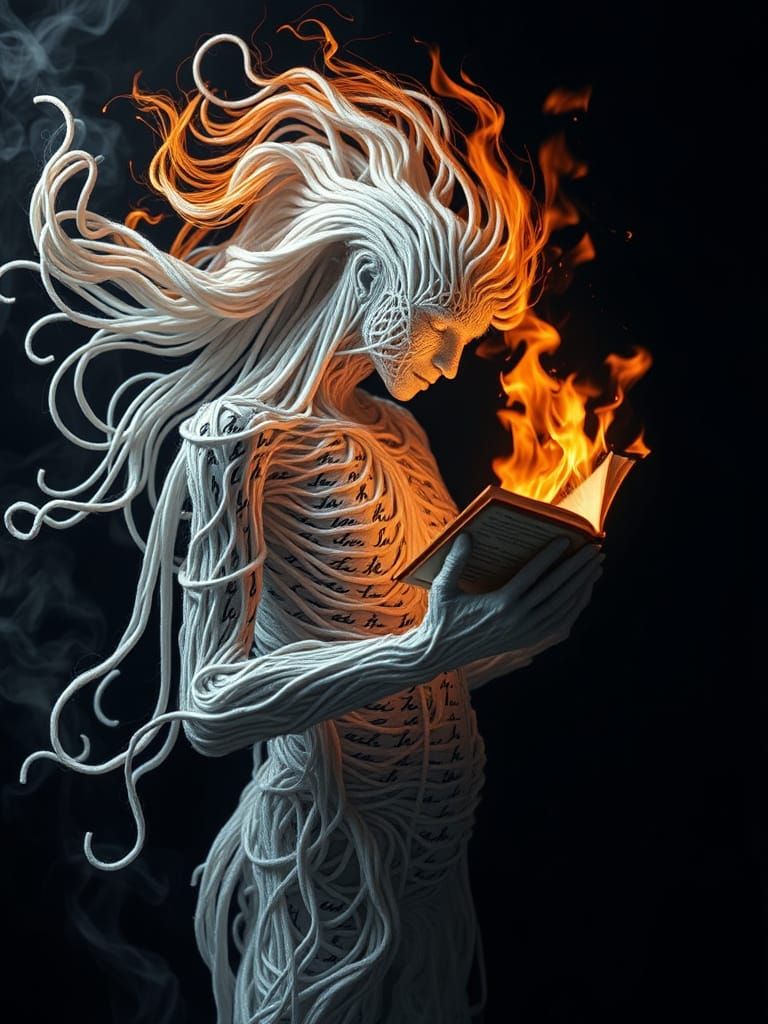 Man Enveloped in Calligraphy Flames