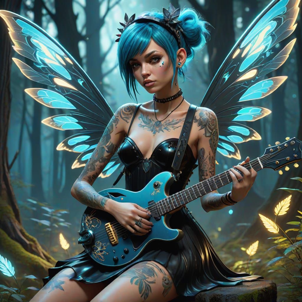 Punk Rock Fairy Plays Guitar in Neon Forest