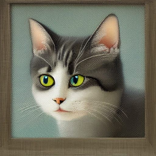 Enchanted Feline Portrait in Soft Pastels