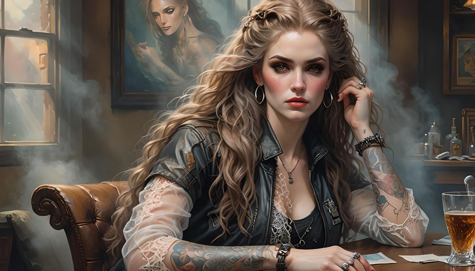 Woman with Tattoos in Ethereal Fantasy Style