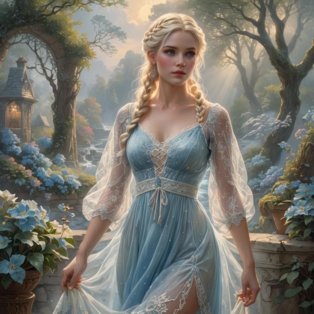Ethereal Beauty with Braided Hair in Fantasy Style