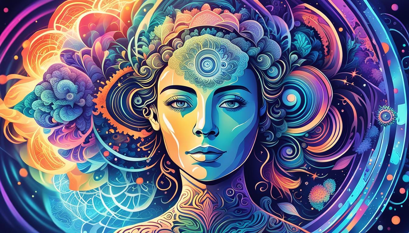 Psychedelic Fractal Brain in Abstract Vector Art