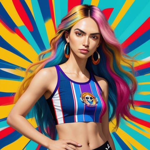 Vibrant Fashion Portrait in Pop Art Style