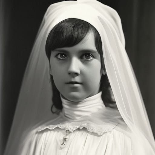 Cute Goth Catgirl Witch with Veil and Gloves