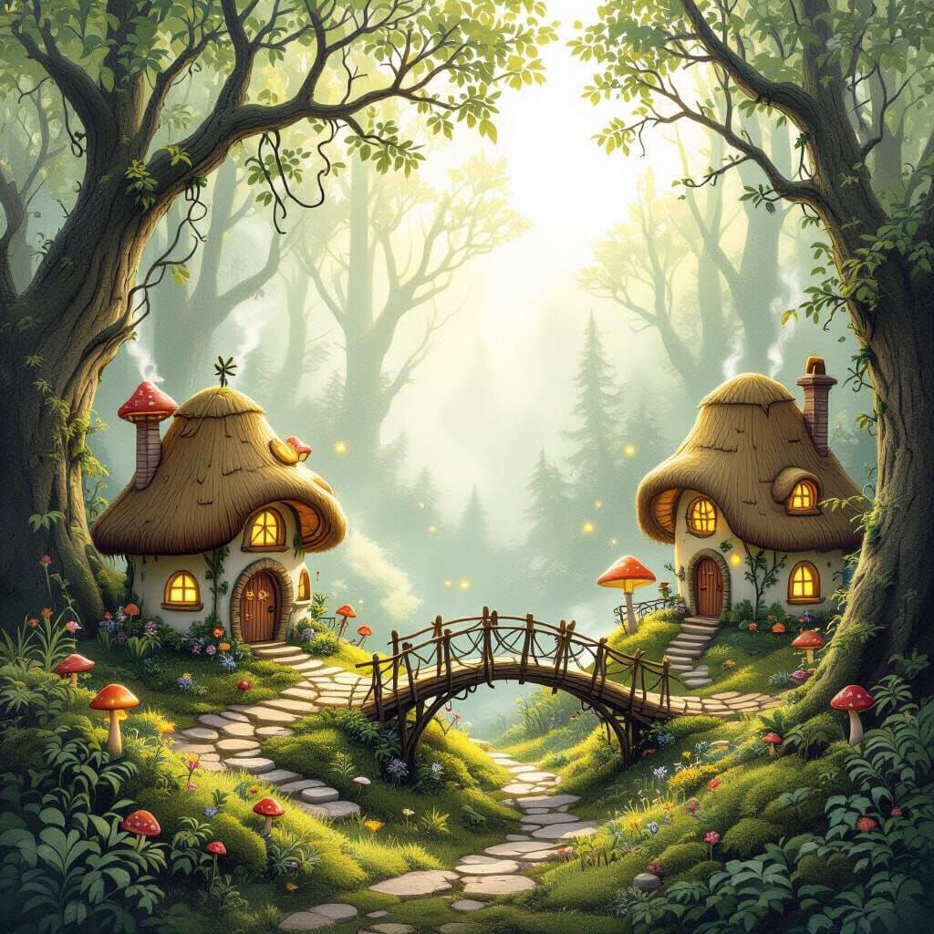 Magical Fairy Village in Ancient Forest