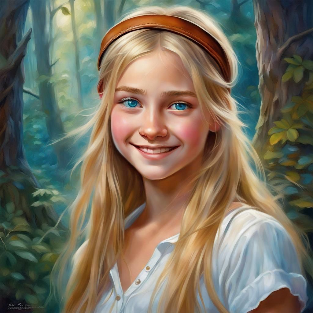 Mischievous Teenager in Ethereal Oil Painting