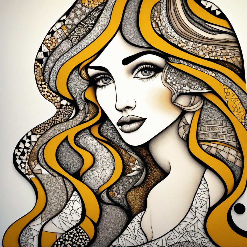 Klimt-esque Portrait with Geometric Tessellations