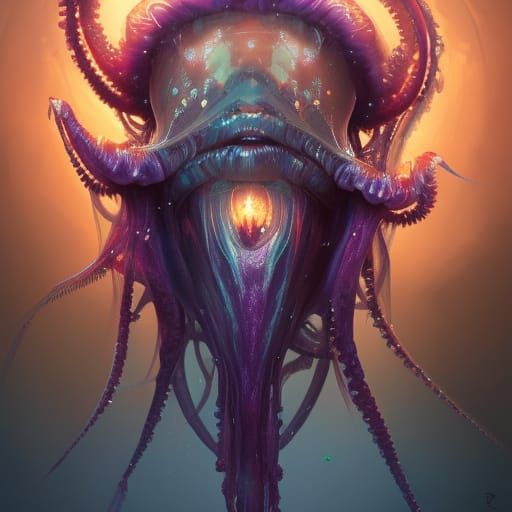 Demonic Jellyfish Portrait with Dynamic Lighting