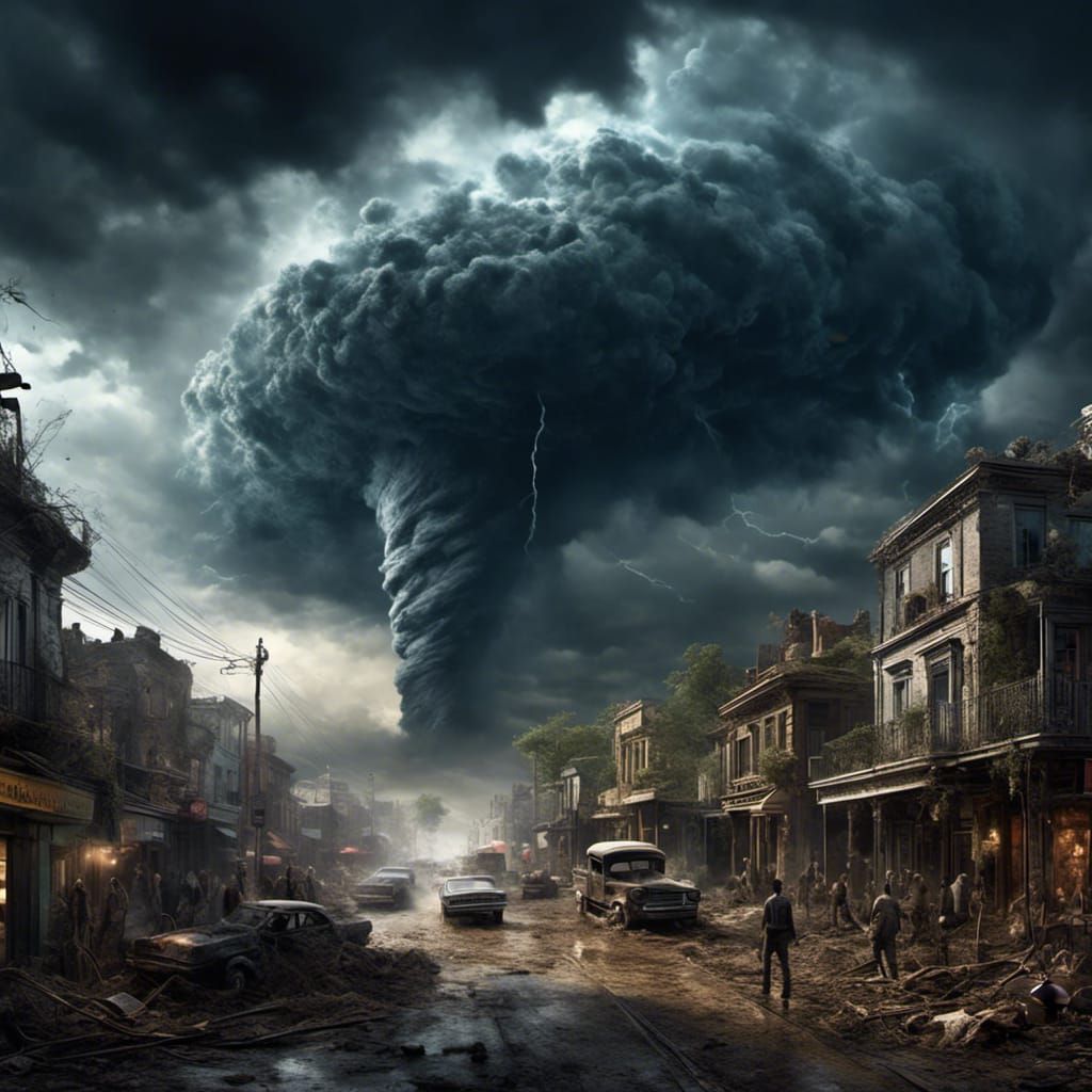 Skeleton Tornado Absorbing Souls in Digital Painting