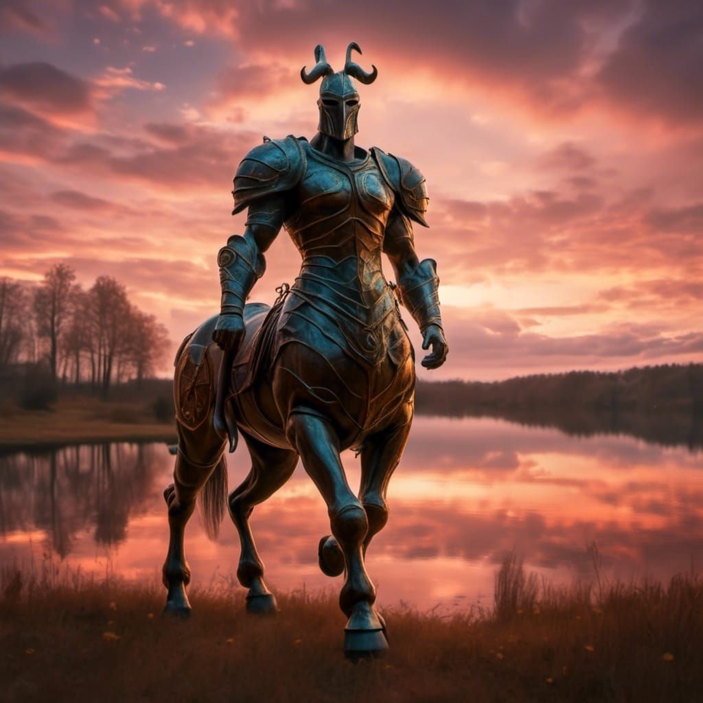 Centaur Warrior at Sunset: HDR Photography