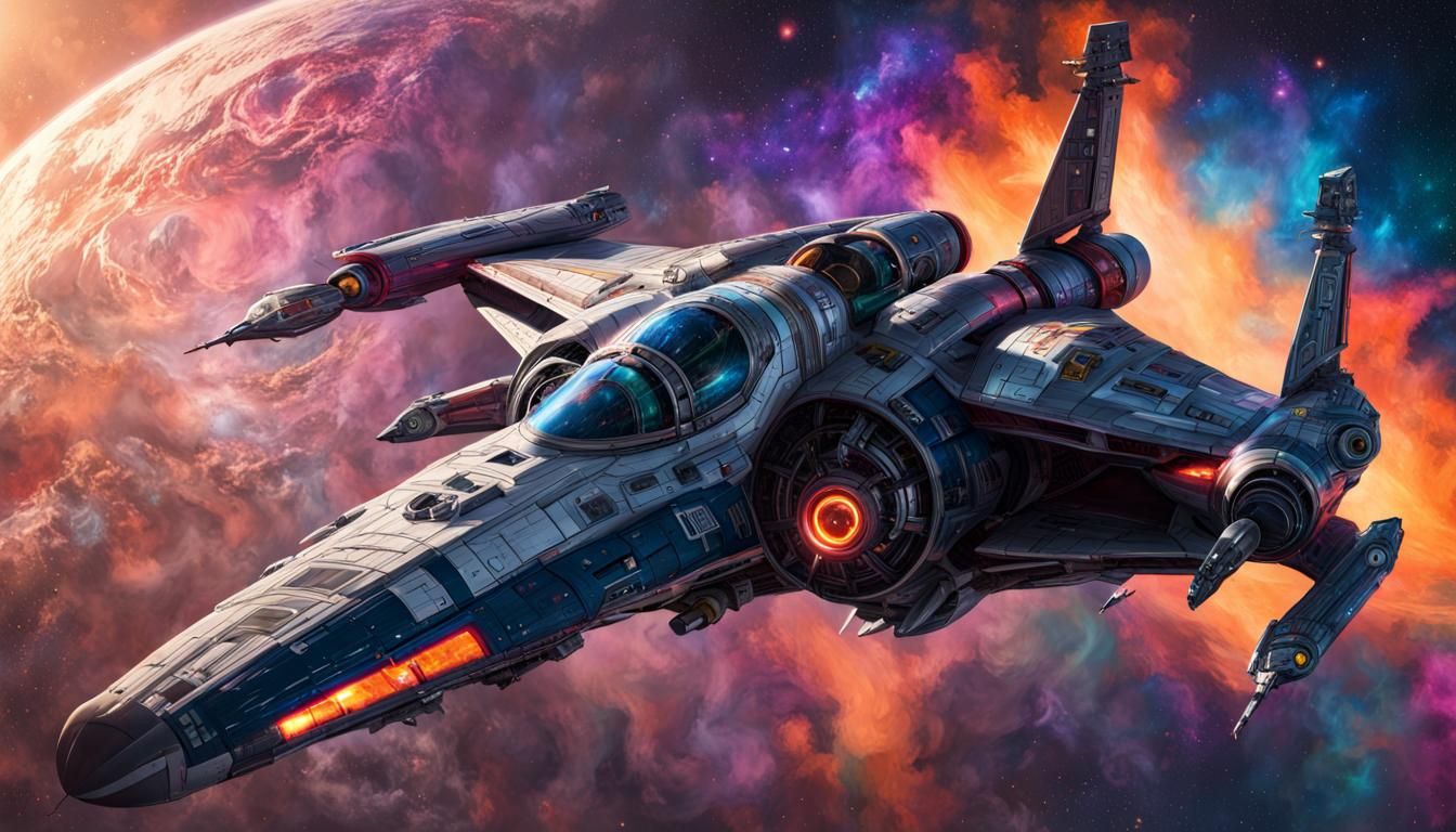 Cosmic "Witch" Class Star Fighter in Hyperrealistic Style
