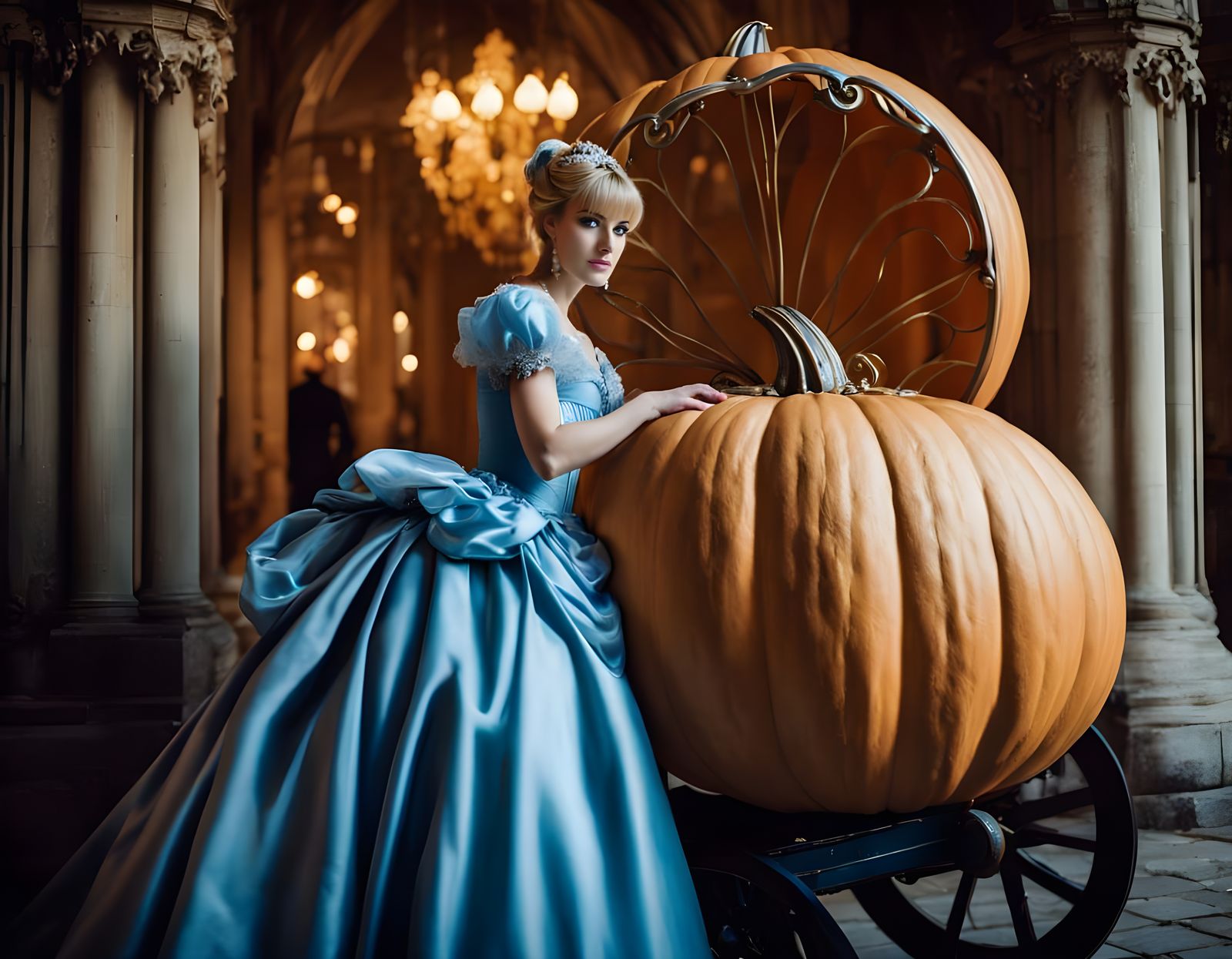 Cinderella in Golden Pumpkin Carriage