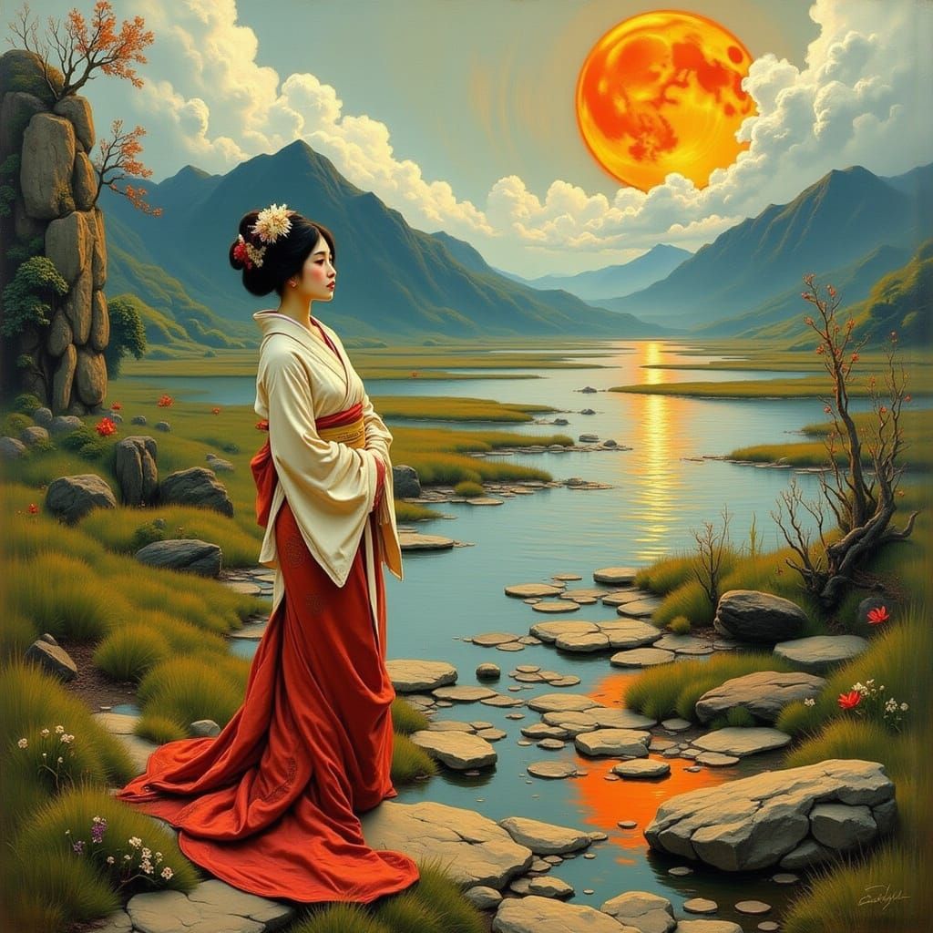 Ethereal Fairy Geisha in Surreal Style