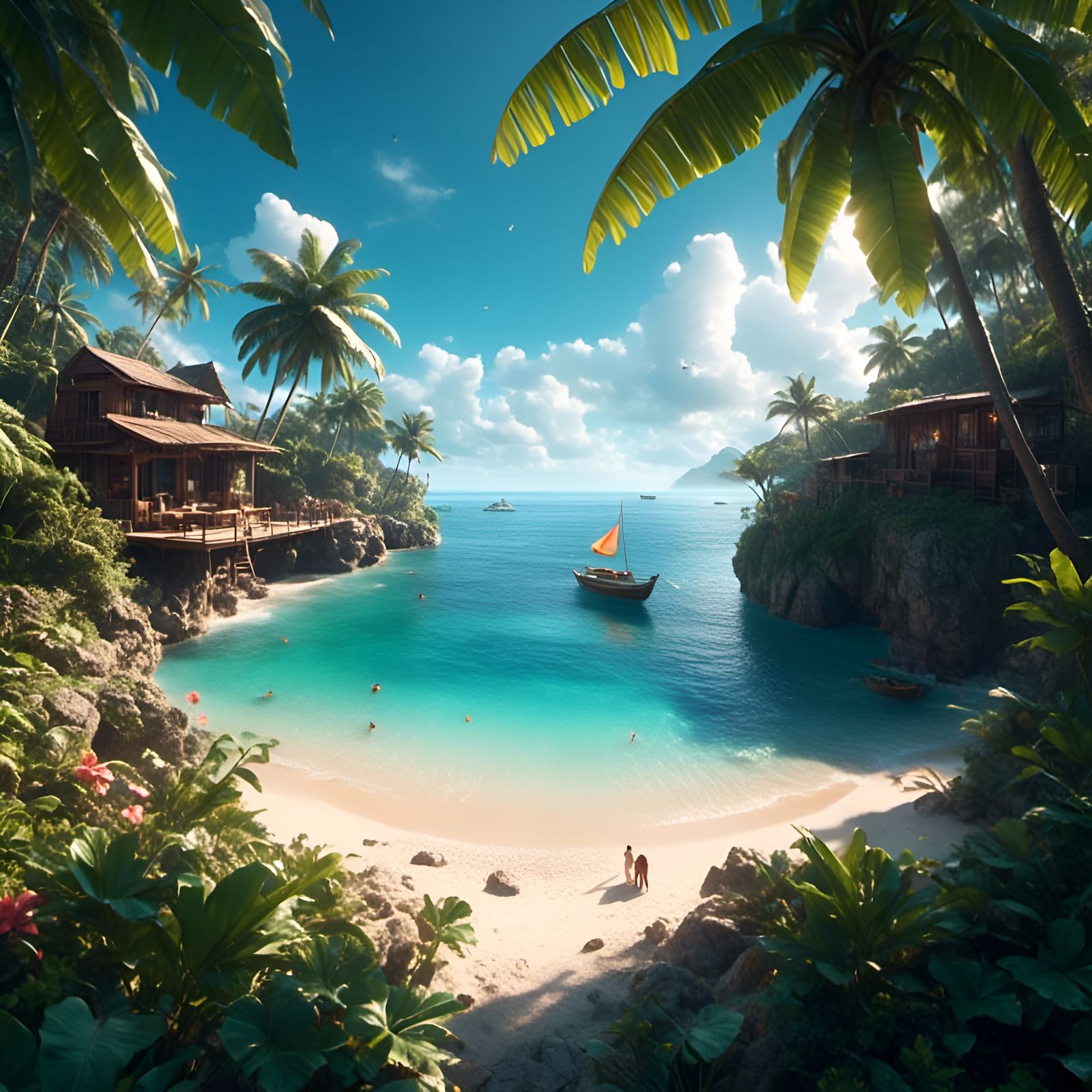 Animated Tropical Beach Scene