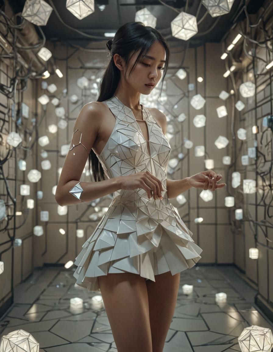 Vietnamese Woman Trains in Surreal Sci-Fi Style