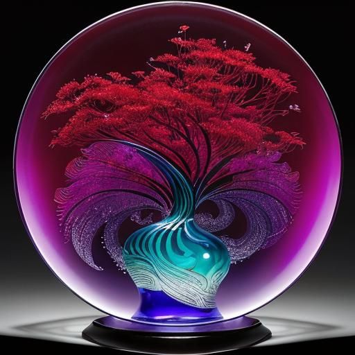 Abstract Botanical Art Deco Design with Crystals