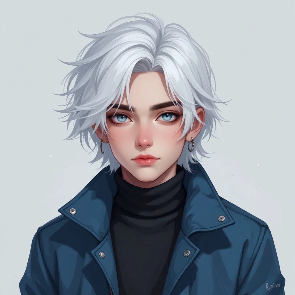 Young Man with Stormy Eyes in Cinematic Lighting