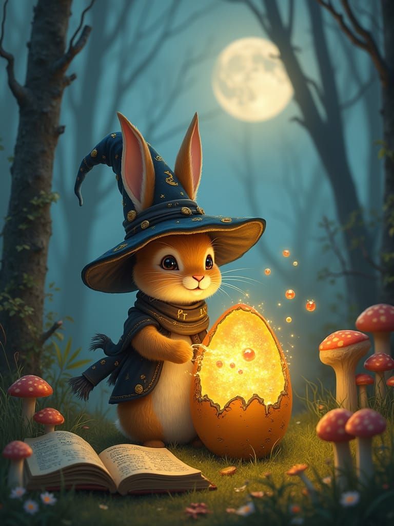 Enchanted Easter Bunny in Whimsical Glade