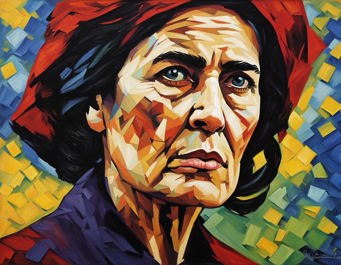 Elisabeta Rizea Portrait in Neo-Impressionistic Style