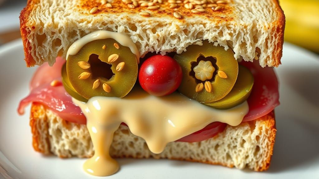 Whimsical Food Portrait in Bright Oil Painting Style